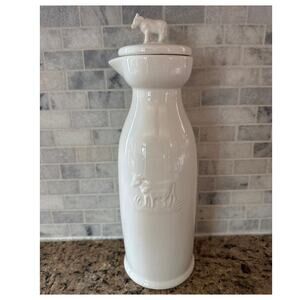 Vintage Pier 1 Imports Cow Ceramic Canister Pitcher Lid Farmhouse 2000s